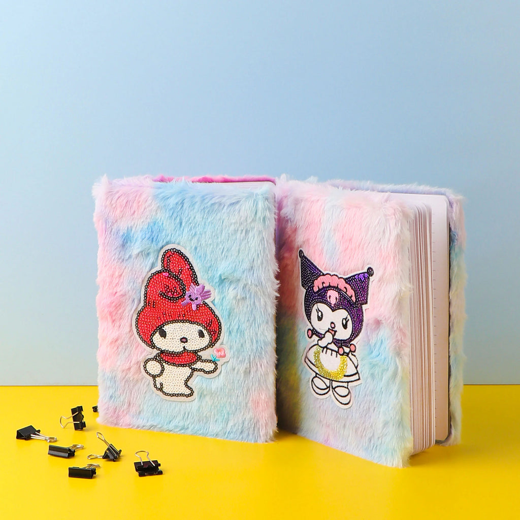 Kuromi Series Embroidered  Fur Notebook Diary