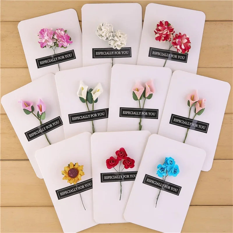 1Pc Retro Greeting Card With Dried Flowers