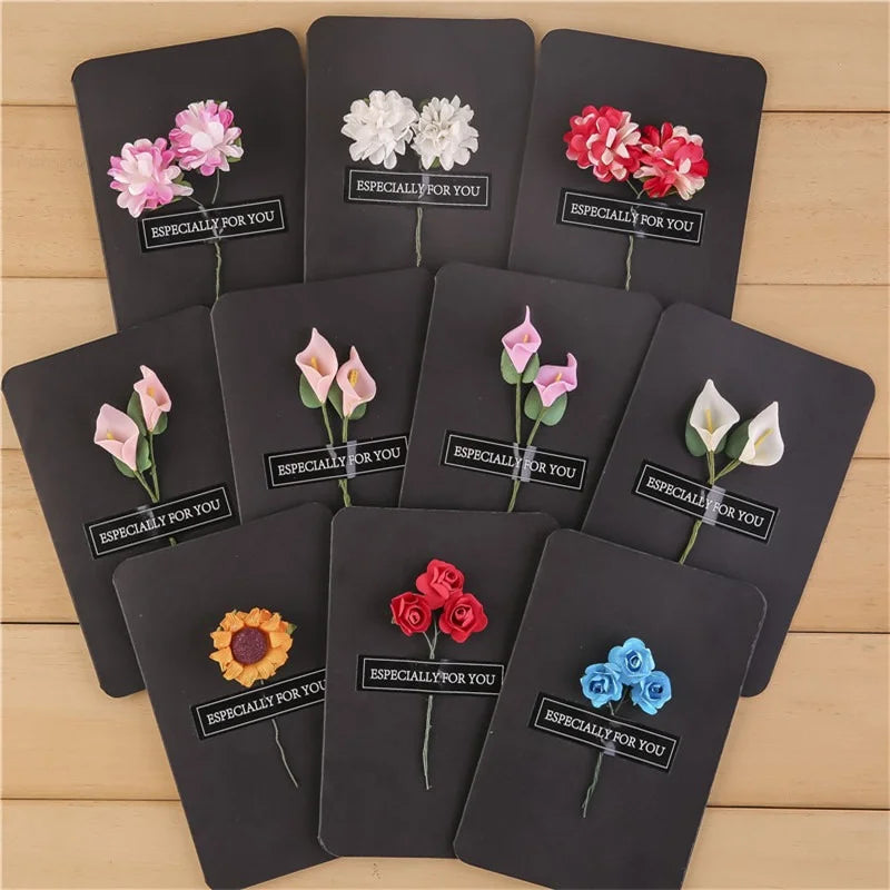 1Pc Retro Greeting Card With Dried Flowers