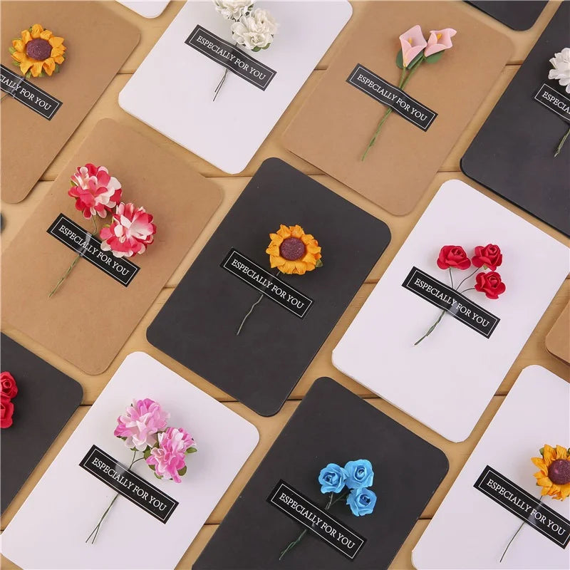 1Pc Retro Greeting Card With Dried Flowers
