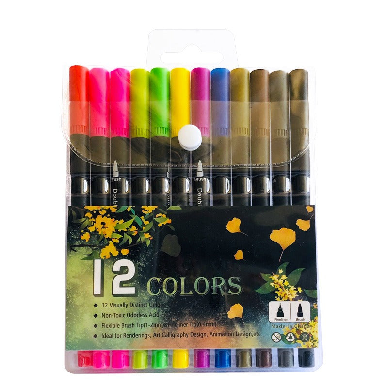 Double Tip Brush Marker set