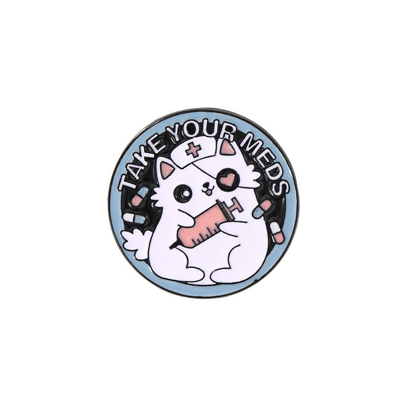 Cute Cat Doctor Nurse Brooch And Enamel Pin