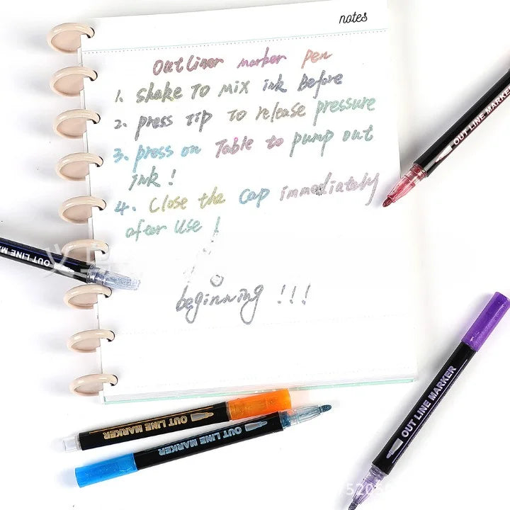 24Double Line Outliner Metallic Markers