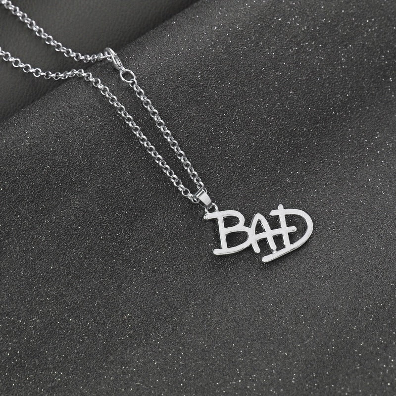 MJ Bad Design Silver Pendant And Necklace For Boys
