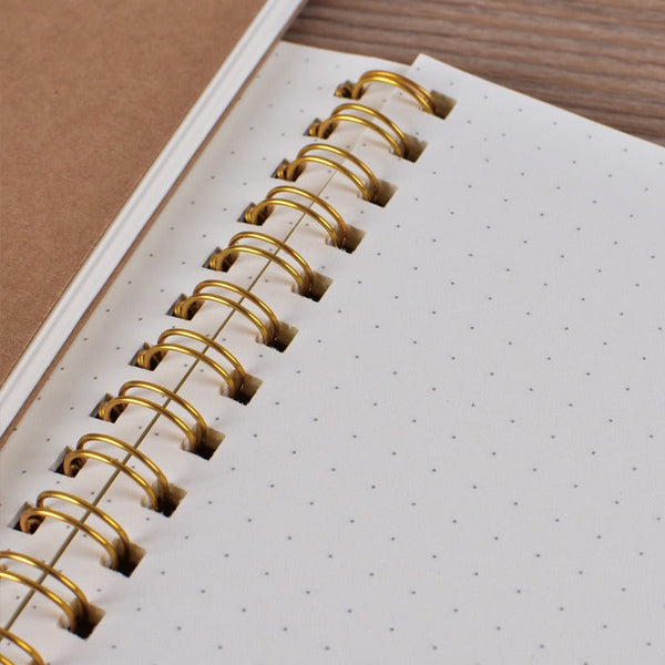 Kraft Cover Grid/Dotted/Lined/Blank  Spiral Notebook