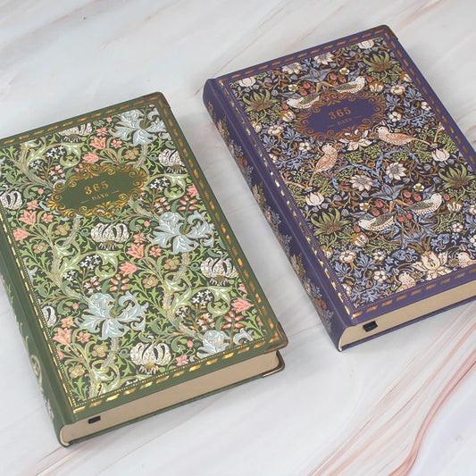 William Morris Floral Cover 365 Days Year Planner with Plain Kraft Pages