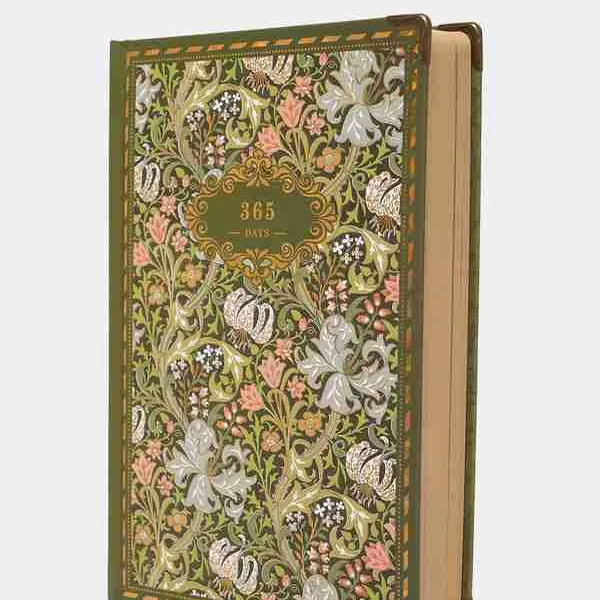 William Morris Floral Cover 365 Days Year Planner with Plain Kraft Pages