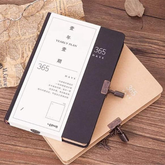Retro 365 Plain Paged New Year Planner Journal With Lock