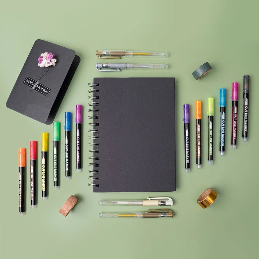 Glossy Outliner Pen with Black Journal