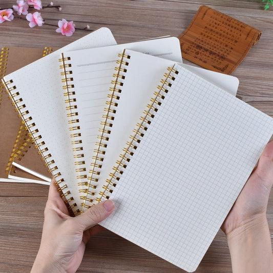 A5 Kraft Cover Grid/Dotted/Lined/Blank Spiral Notebook