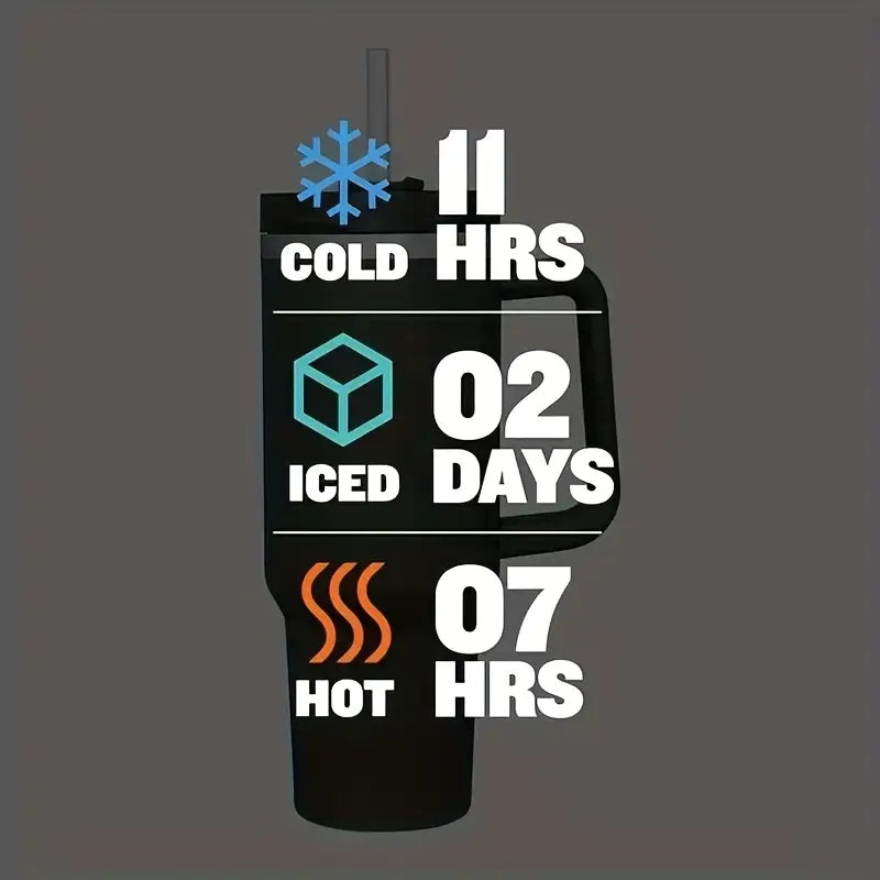 40oz Insulated Stainless Steel Tumbler with Straw - Black