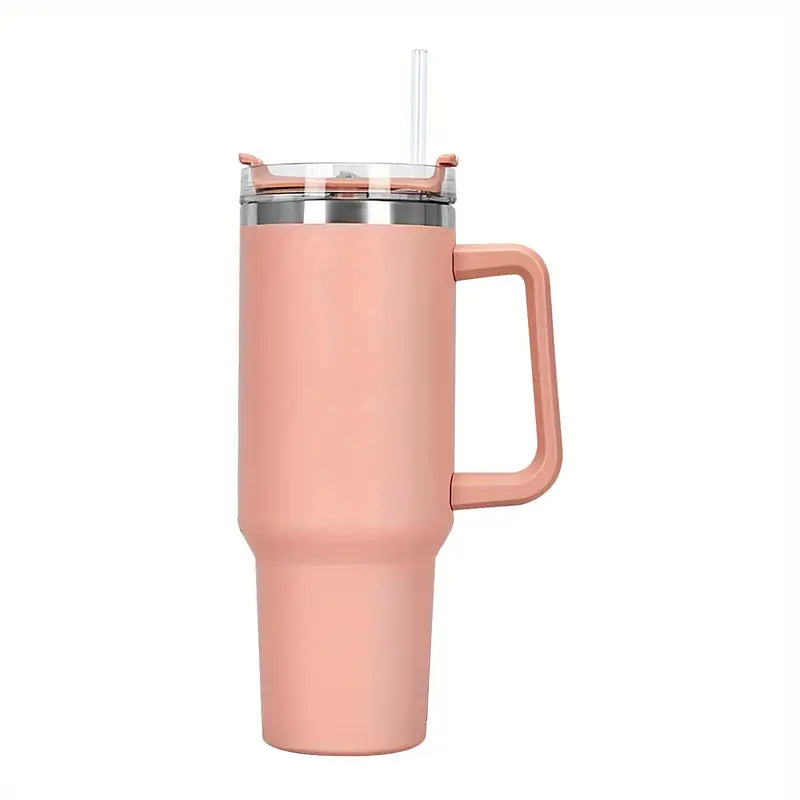 40oz Insulated Stainless Steel Tumbler with Straw - Peach