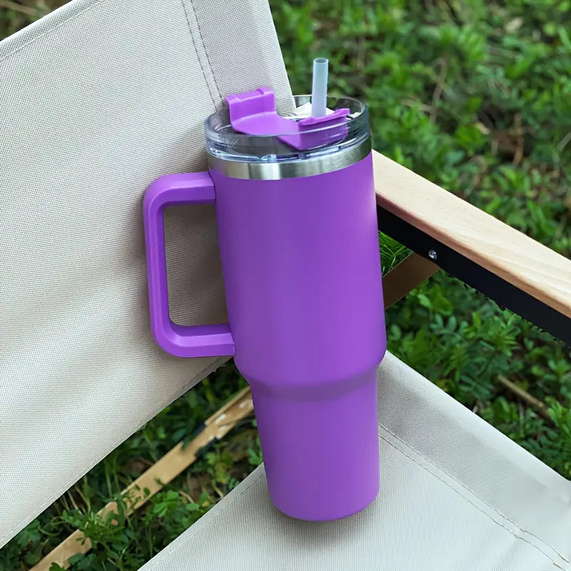 40oz Insulated Stainless Steel Tumbler with Straw - Purple