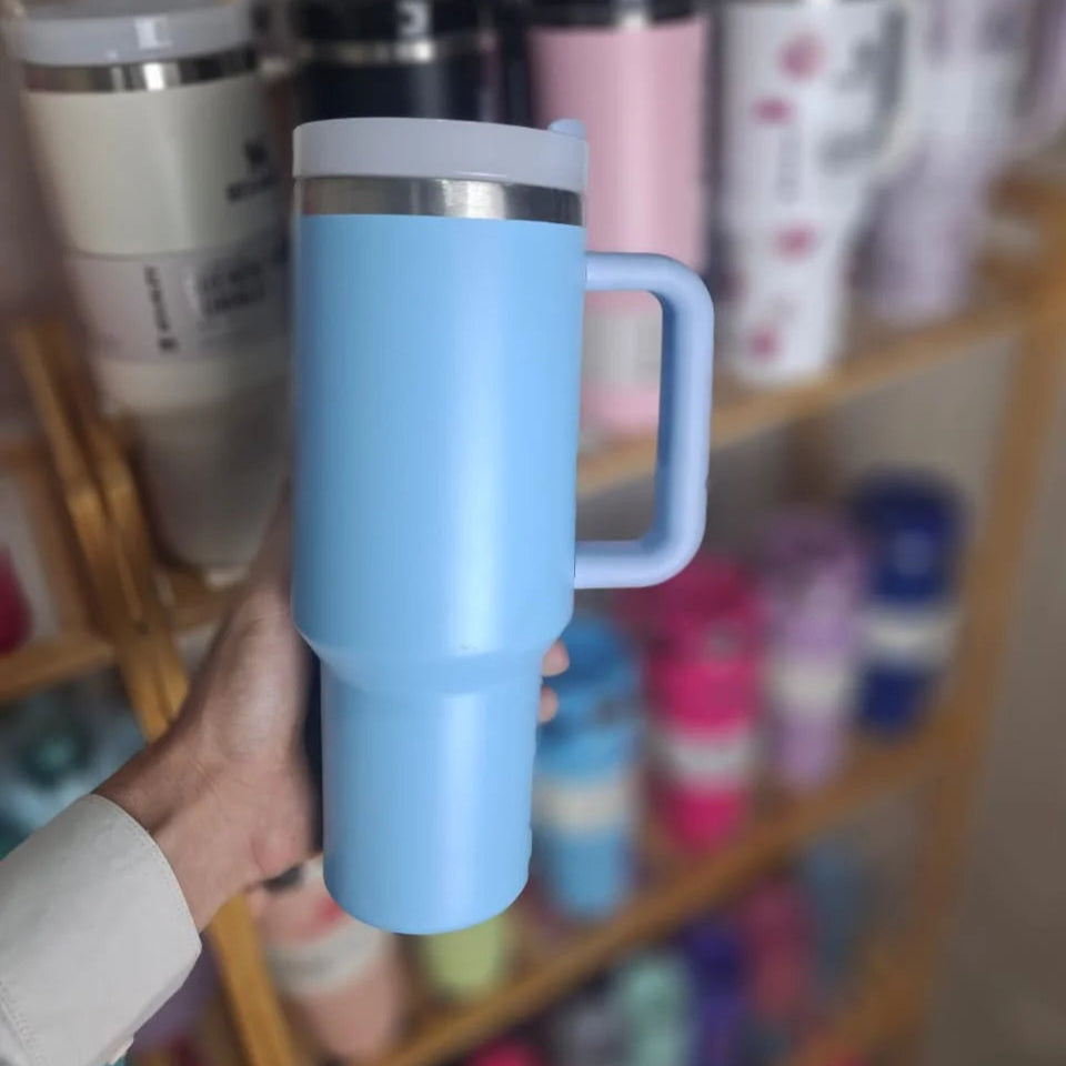 40oz Insulated Stainless Steel Tumbler with Straw - Sky Blue