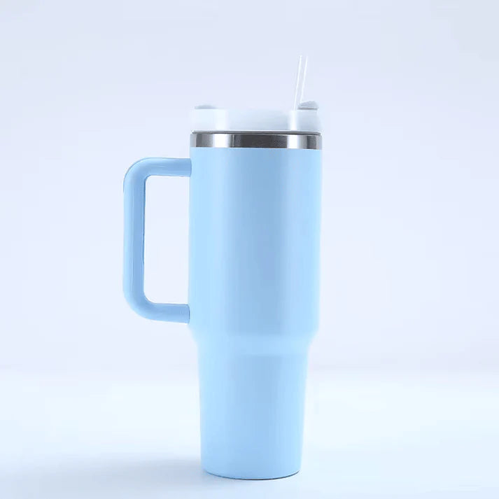 40oz Insulated Stainless Steel Tumbler with Straw - Sky Blue