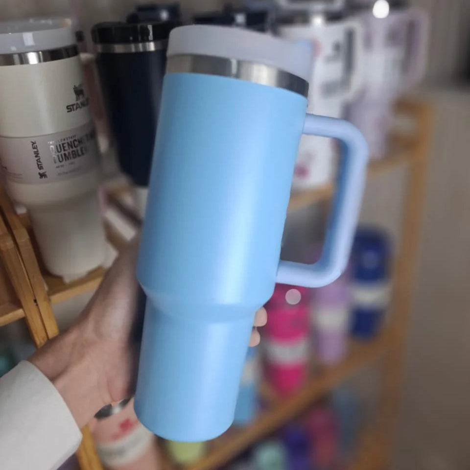 40oz Insulated Stainless Steel Tumbler with Straw - Sky Blue