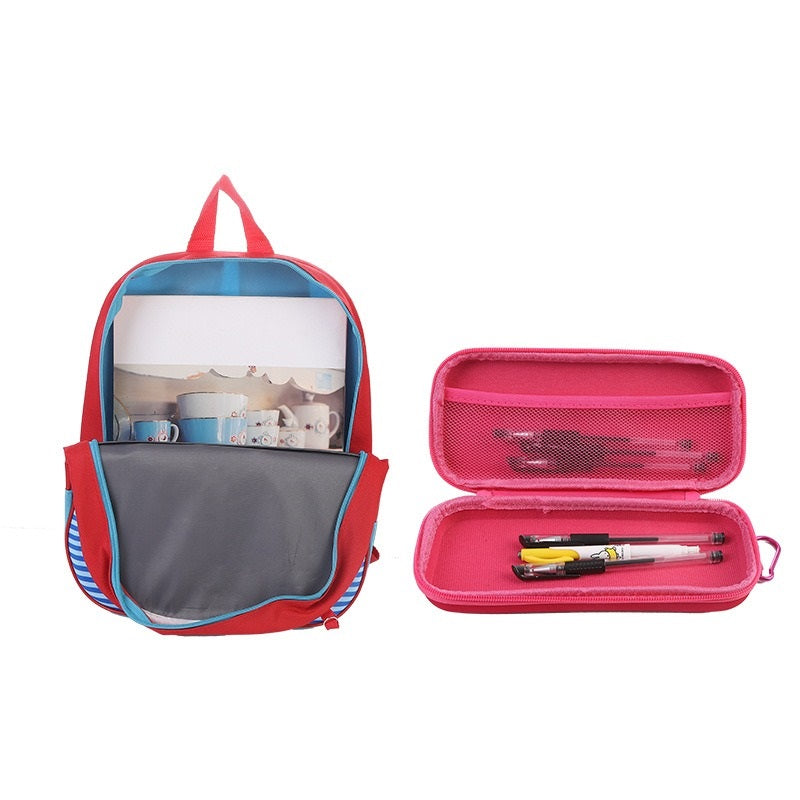 3D Kindergarten children's backpack and School Bag with Pouch