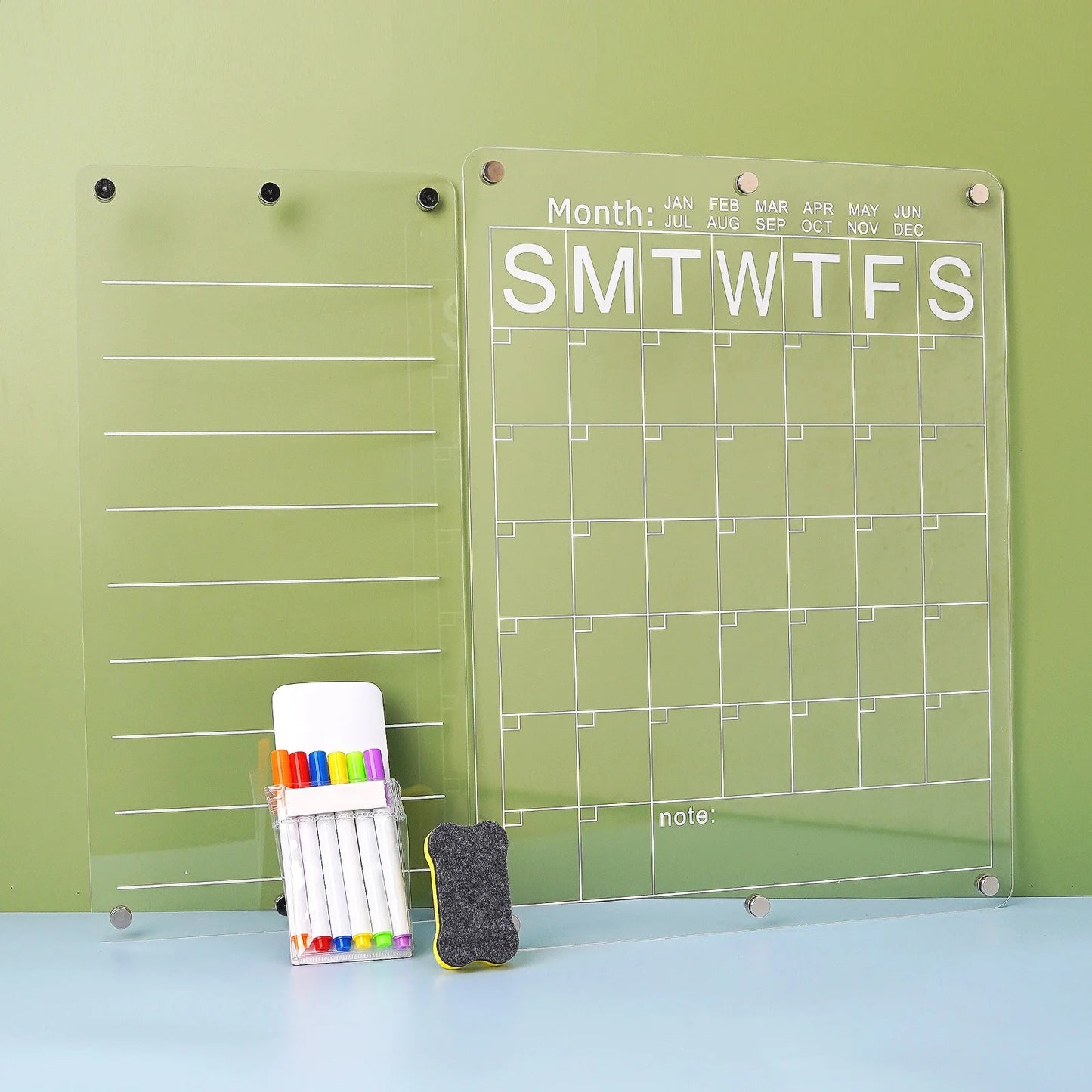 Acrylic Magnetic Monthly And Weekly Planners Set