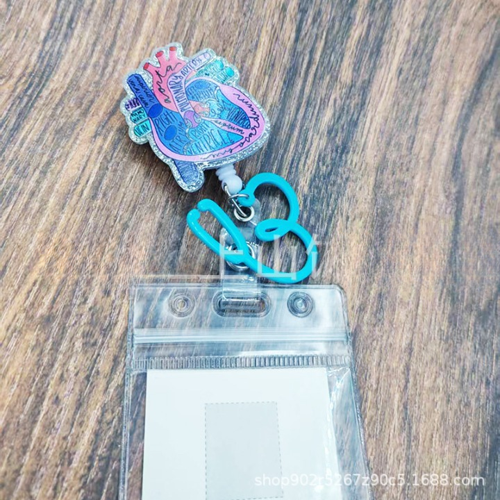 Anatomical Heart Diagram Retractable Badge Holder