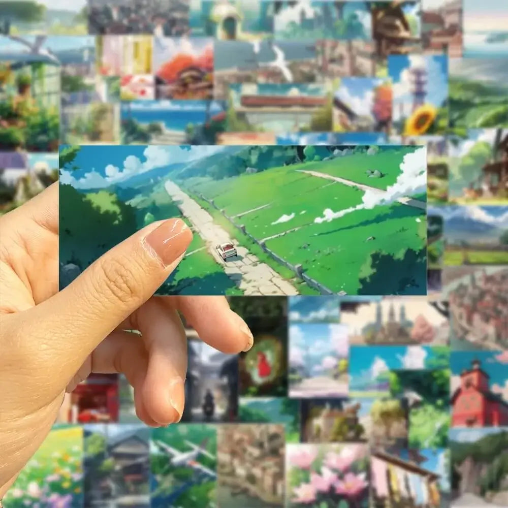 Anime Scenery Pattern Stickers Pack - Set of 50