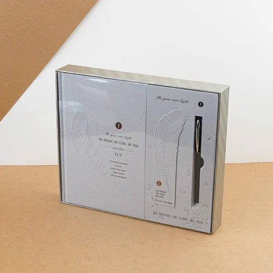 Be Your Own Feather Light Journal Gift Set Grey