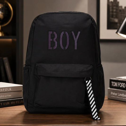 Black Luminous Logo Canvas Backpack Bag - Boy