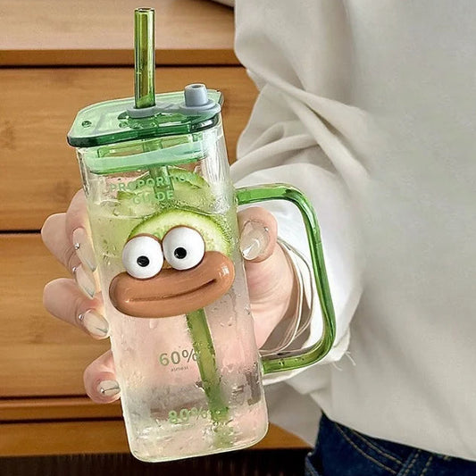 Emoji Acrylic Glass Cup with Handle
