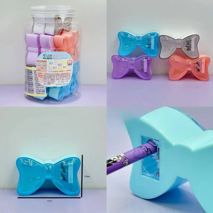 Cute Bow Shape Double Hole Pencil Sharpener