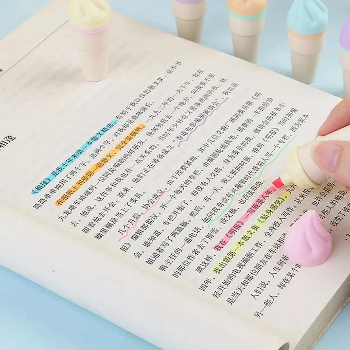 Cute Mini Cone Highlighter Set Of 6