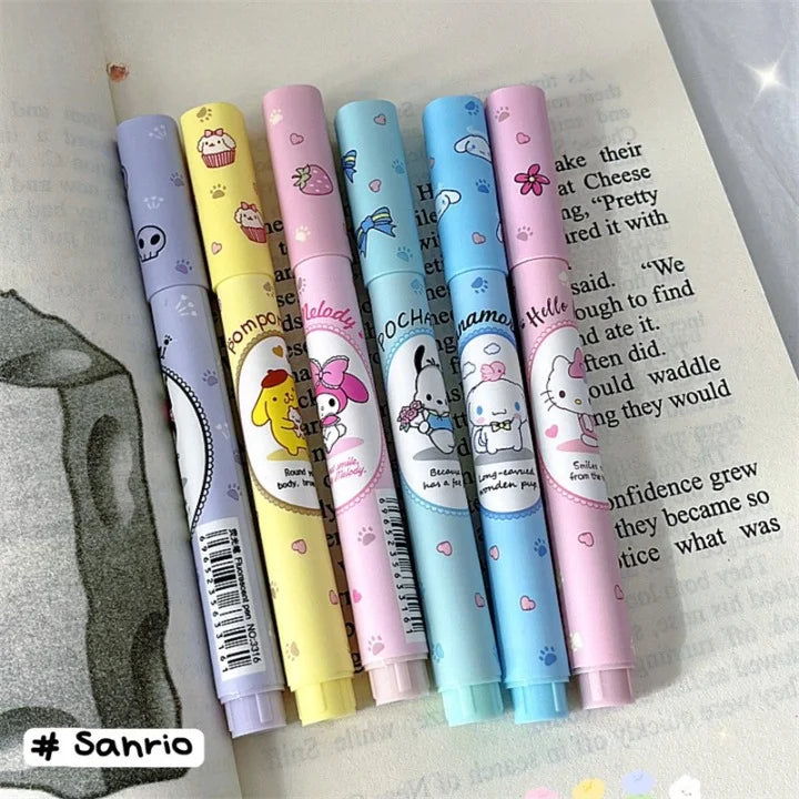 Cute Sanrio Fluorescent Highlighter Set Of 6