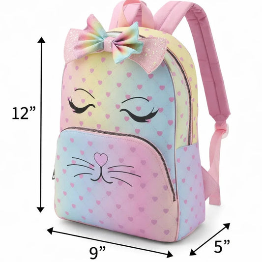 Cute Bow Kitty Bag with Mini Hearts