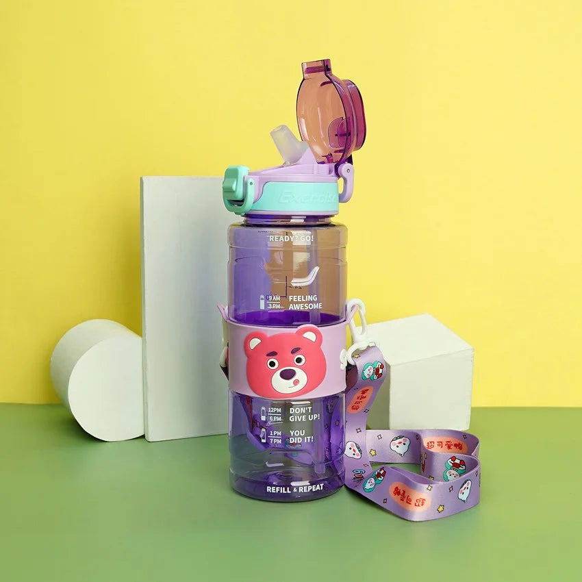 Cute Cartoon Plastic Bottle with Bouncing Lanyard