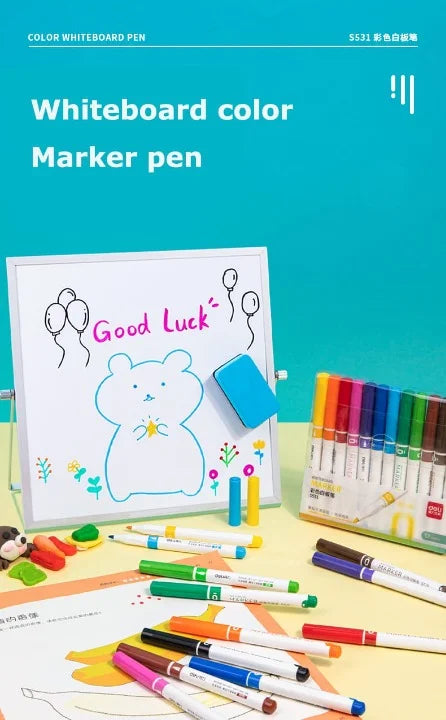 DELI Dry Erase Markers,12 Colors White Board Markers
