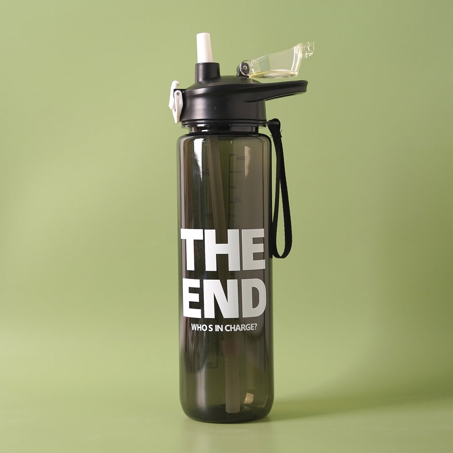 The End Plastic Water Bottle with Handle n Ribbon