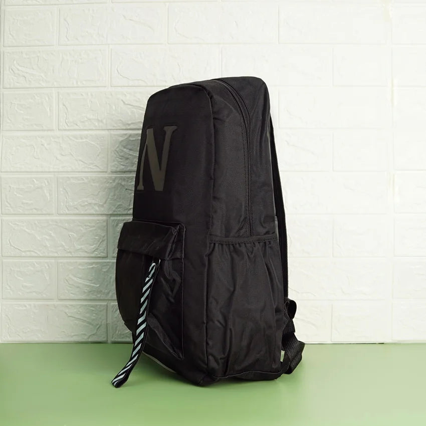 Black Luminous Logo Canvas Backpack Bag - N
