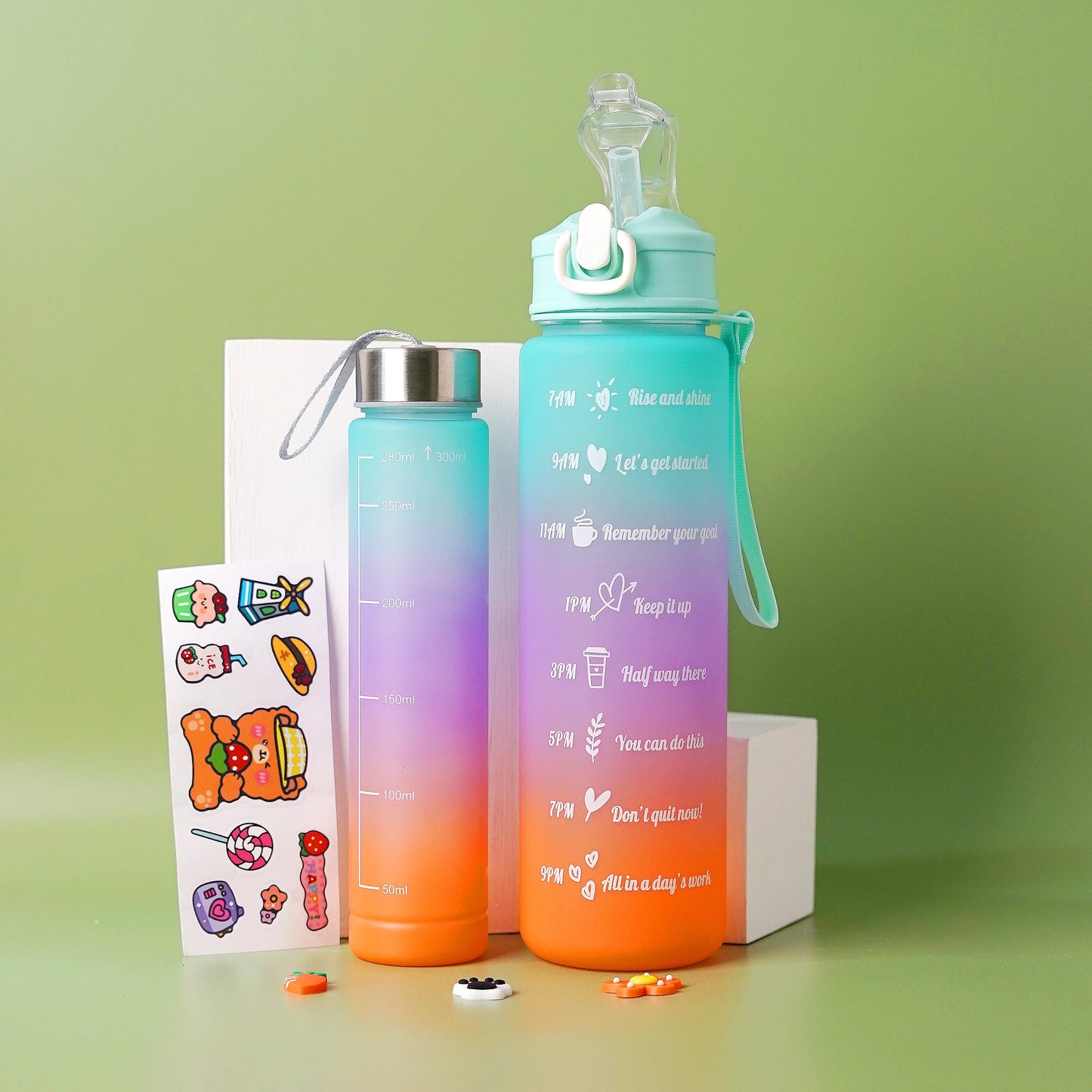 Three Color Gradient Water Bottles Set