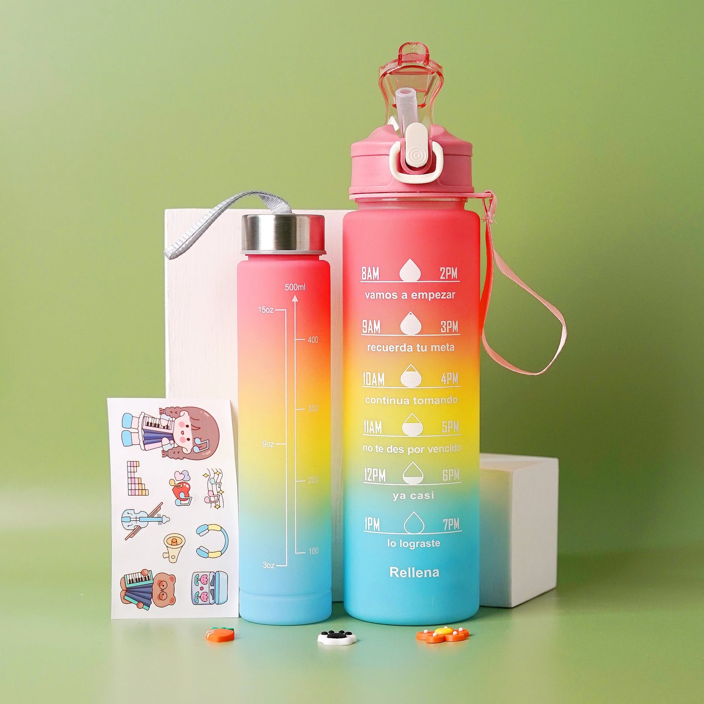 Three Color Gradient Water Bottles Set