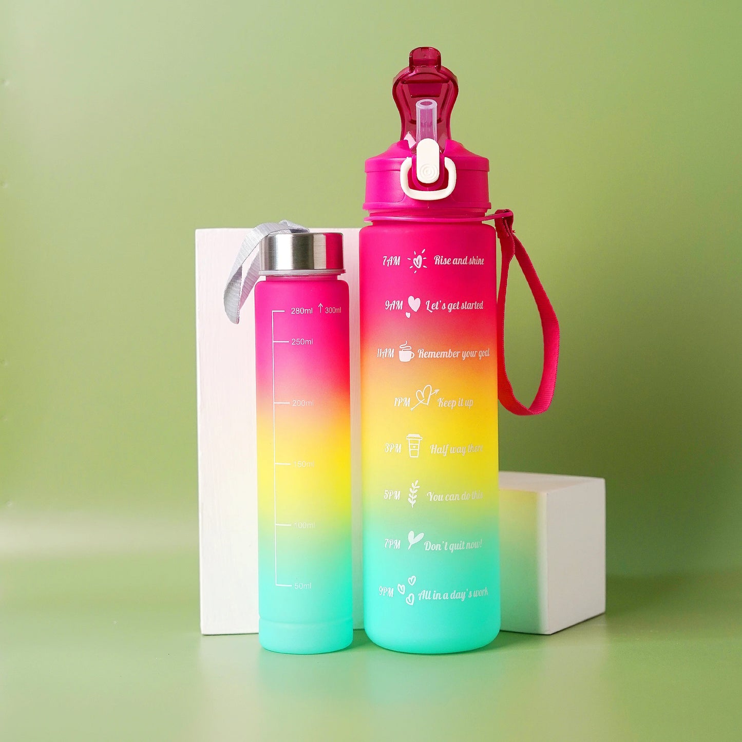 Three Color Gradient Water Bottles Set