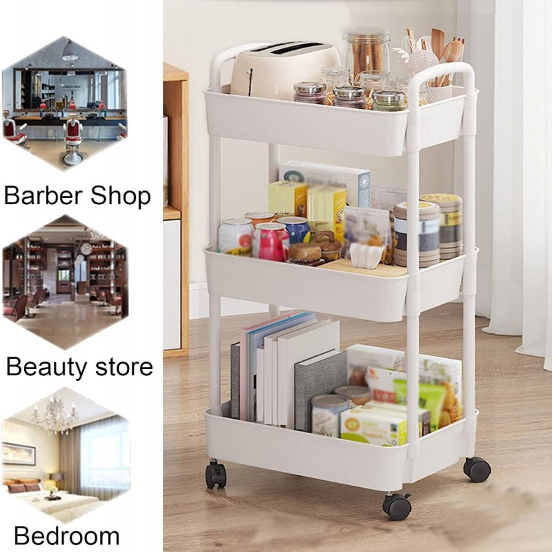 Deskside Trolley and Bookshelf Storage Rack