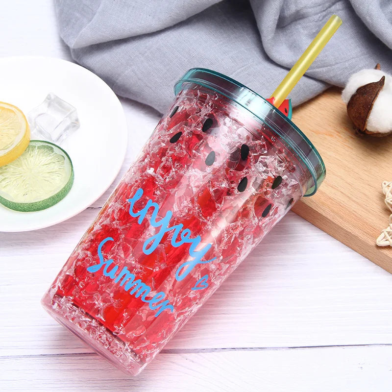 Double Layer Crushed Watermelon Sipper Cup
