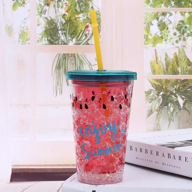 Double Layer Crushed Watermelon Sipper Cup