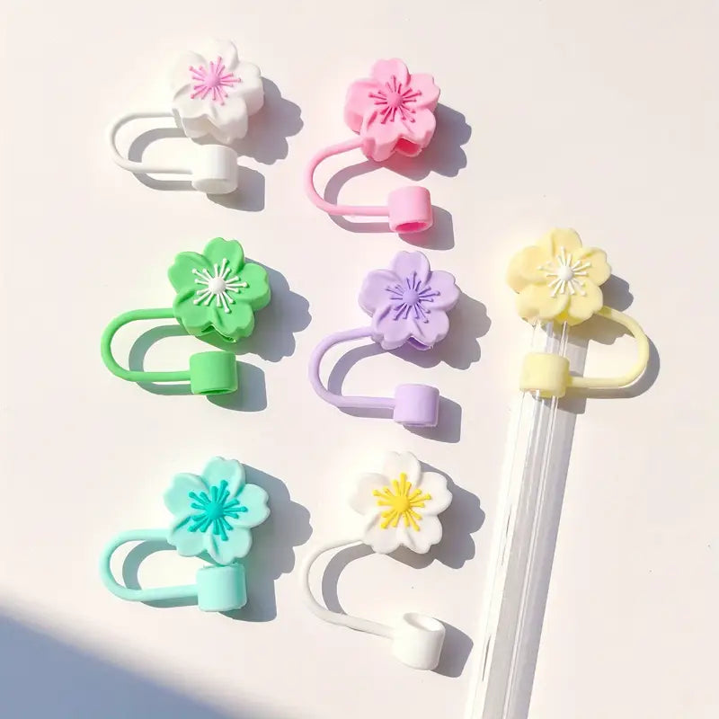 Flower Shaped Straw Tip Covers For Tumbler