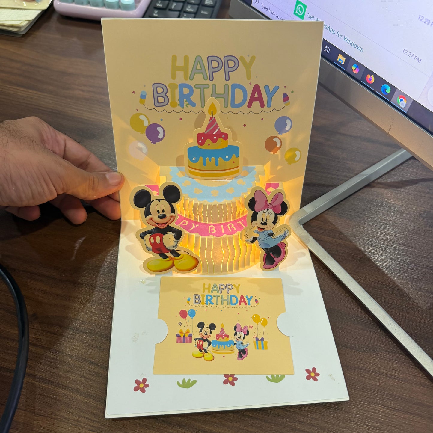Kids 3D Birthday Greeting Card with Light n Music - Mickey n Minnie