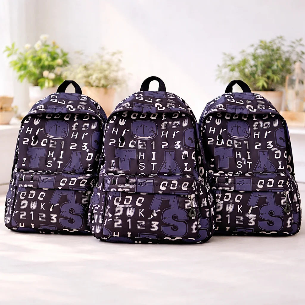 Gothic Letter Print Canvas Bag