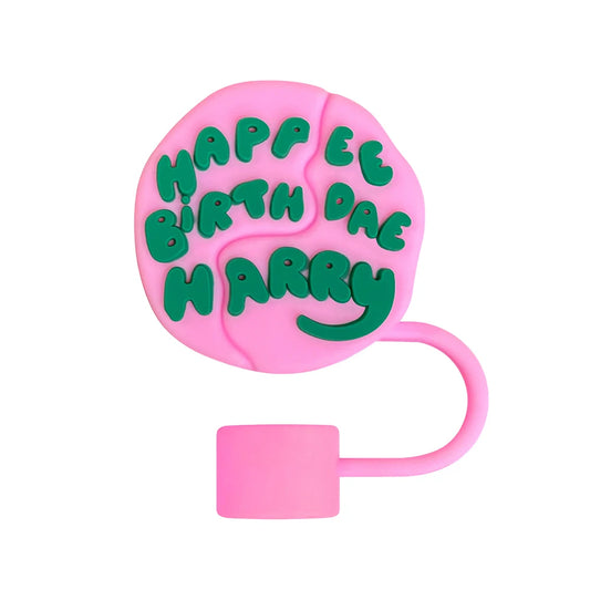 Pink lanyard holder with 'HAPPY BIRTHDAE MARRY' text on a white background