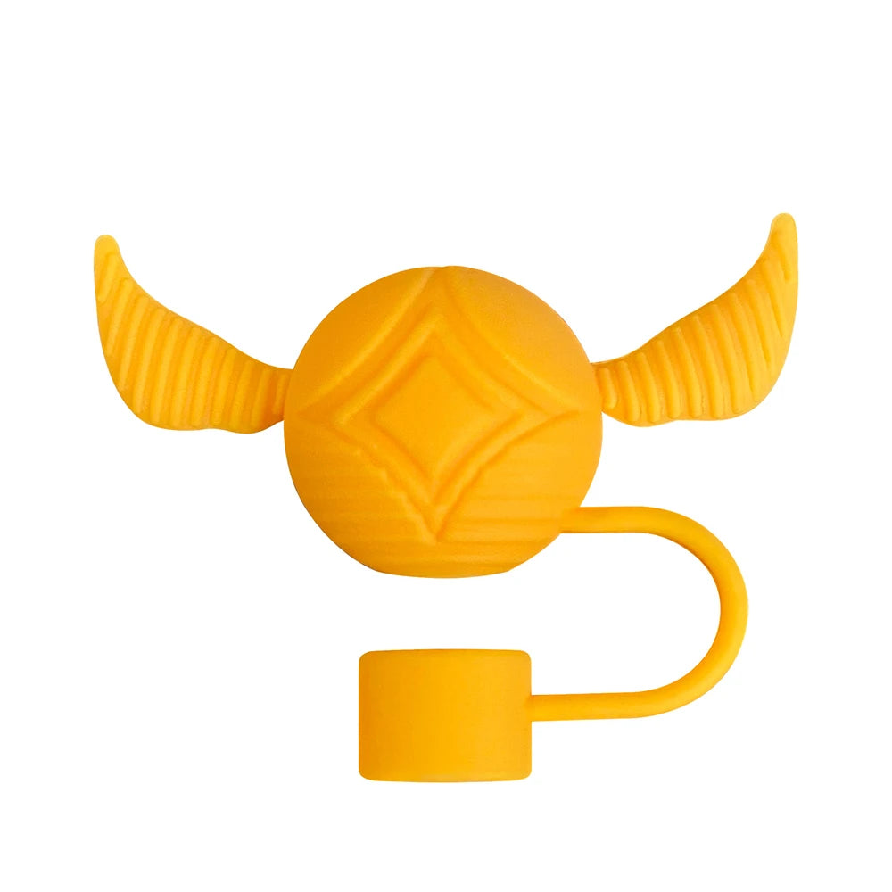 Yellow dog toy with a handle on a white background