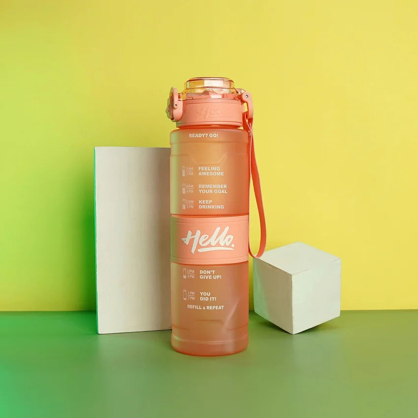 Hello Sports Motivational Quote Water Bottle