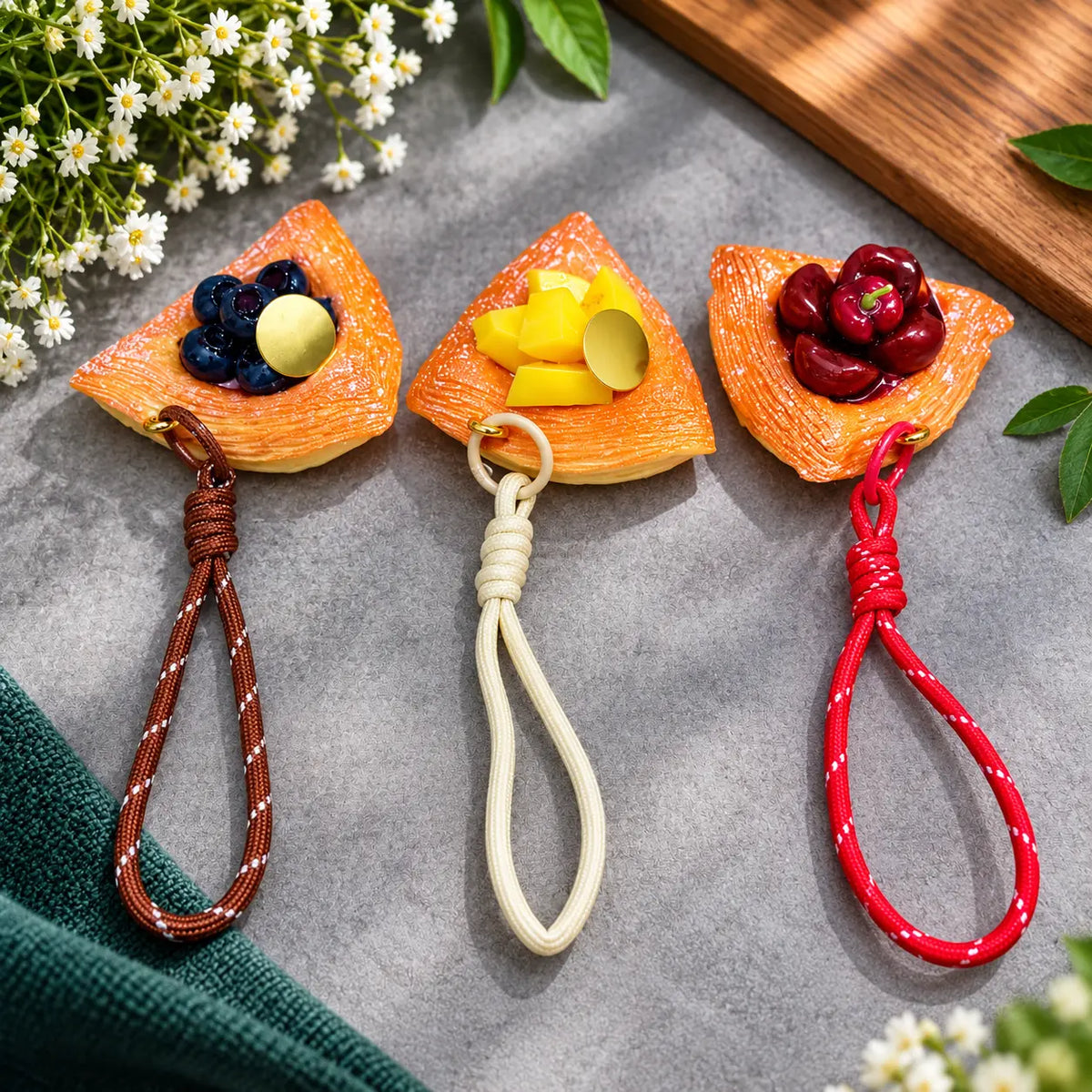 Kawaii Fruit Tart Wrist Straps Keychain