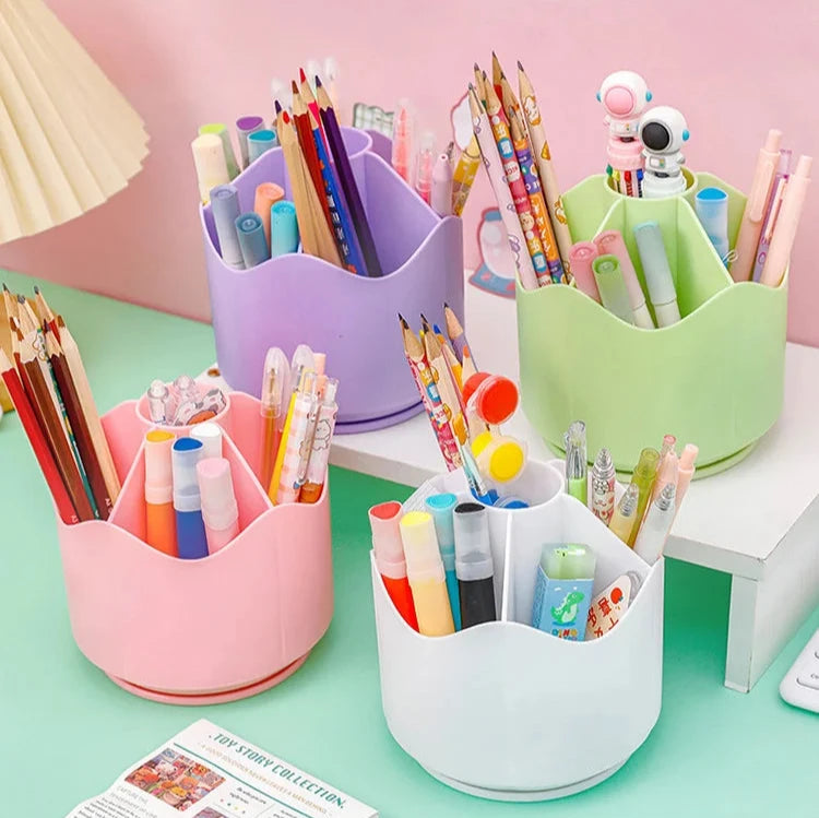 Large Capacity Rotating Pen Holder and Storage Box