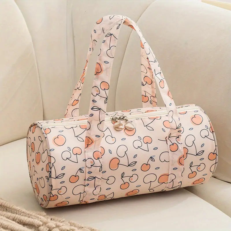 Large Capacity Round Cylinder Makeup and Travel Accessories Bags
